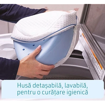 Perna din spuma cu memorie pentru picioare Leg Pillow Alb/Albastru BA