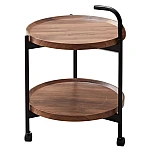 Masa rotunda de cafea pentru living cu roti design nordic 40 x 40 x 65cm