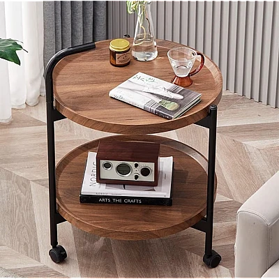 Masa rotunda de cafea pentru living cu roti design nordic 40 x 40 x 65cm Masa rotunda de cafea pentru living cu roti design nordic 40 x 40 x 65cm