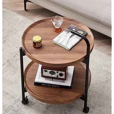 Masa rotunda de cafea pentru living cu roti design nordic 40 x 40 x 65cm Masa rotunda de cafea pentru living cu roti design nordic 40 x 40 x 65cm