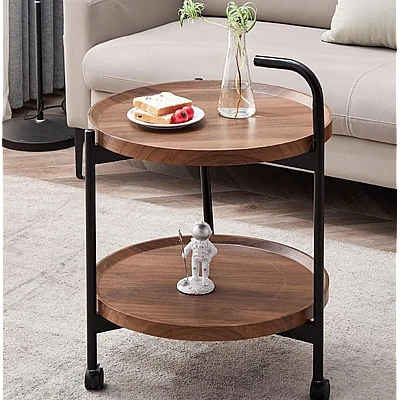 Masa rotunda de cafea pentru living cu roti design nordic 40 x 40 x 65cm Masa rotunda de cafea pentru living cu roti design nordic 40 x 40 x 65cm