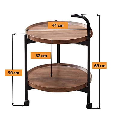 Masa rotunda de cafea pentru living cu roti design nordic 40 x 40 x 65cm Masa rotunda de cafea pentru living cu roti design nordic 40 x 40 x 65cm