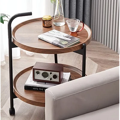 Masa rotunda de cafea pentru living cu roti design nordic 40 x 40 x 65cm Masa rotunda de cafea pentru living cu roti design nordic 40 x 40 x 65cm