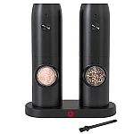 Set 2 rasnite electrice sare si piper stand incarcare USB