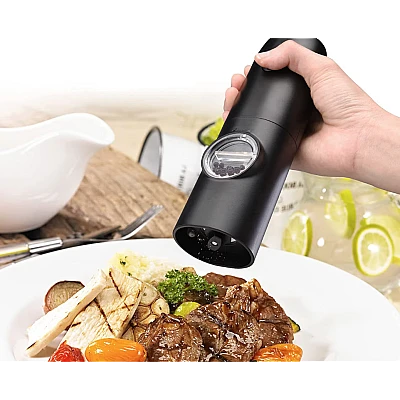 Set 2 rasnite electrice sare si piper stand incarcare USB Set 2 rasnite electrice sare si piper stand incarcare USB