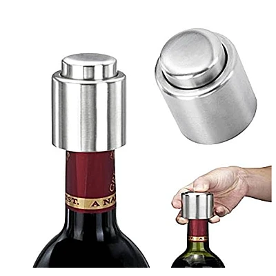 Set 2 bucati DOP cu buton pentru sticla de vin din metal Set 2 bucati DOP cu buton pentru sticla de vin din metal