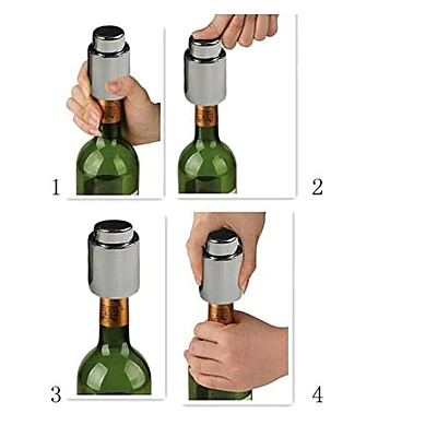 Set 2 bucati DOP cu buton pentru sticla de vin din metal Set 2 bucati DOP cu buton pentru sticla de vin din metal