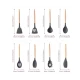 Set 12 ustensile de bucatarie Lemn/Silicon Roz