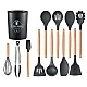 Set 12 ustensile de bucatarie Lemn/Silicon Negru Set 12 ustensile de bucatarie Lemn/Silicon Negru