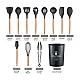 Set 12 ustensile de bucatarie Lemn/Silicon Negru