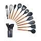 Set 12 ustensile de bucatarie Lemn/Silicon Negru Set 12 ustensile de bucatarie Lemn/Silicon Negru