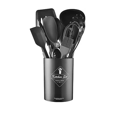Set 12 ustensile de bucatarie Lemn/Silicon Negru Set 12 ustensile de bucatarie Lemn/Silicon Negru