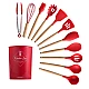 Set 12 ustensile de bucatarie Lemn/Silicon Rosu Set 12 ustensile de bucatarie Lemn/Silicon Rosu