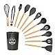 Set 12 ustensile de bucatarie Lemn/Silicon Gri Inchis Set 12 ustensile de bucatarie Lemn/Silicon Gri Inchis