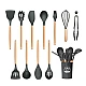 Set 12 ustensile de bucatarie Lemn/Silicon Gri Inchis Set 12 ustensile de bucatarie Lemn/Silicon Gri Inchis