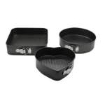 Set 3 tavi de prajituri cu baza detasabila si forme diferite 24/26/28 CM Set 3 tavi de prajituri cu baza detasabila si forme diferite 24/26/28 CM