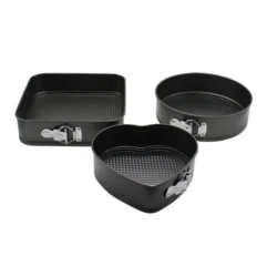 Set 3 tavi de prajituri cu baza detasabila si forme diferite 24/26/28 CM Set 3 tavi de prajituri cu baza detasabila si forme diferite 24/26/28 CM