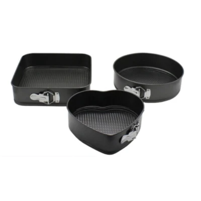 Set 3 tavi de prajituri cu baza detasabila si forme diferite 24/26/28 CM