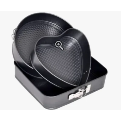 Set 3 tavi de prajituri cu baza detasabila si forme diferite 24/26/28 CM