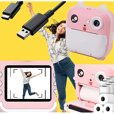 Aparat foto instant copii 10 role 48px FULL HD 5 jocuri player muzical Aparat foto instant copii 10 role 48px FULL HD 5 jocuri player muzical