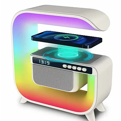 Boxa bluetooth LED cu incarcator wireless si ceas HM G3 Boxa bluetooth LED cu incarcator wireless si ceas HM G3