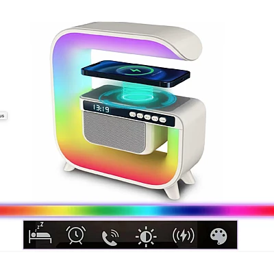 Boxa bluetooth LED cu incarcator wireless si ceas HM G3 Boxa bluetooth LED cu incarcator wireless si ceas HM G3