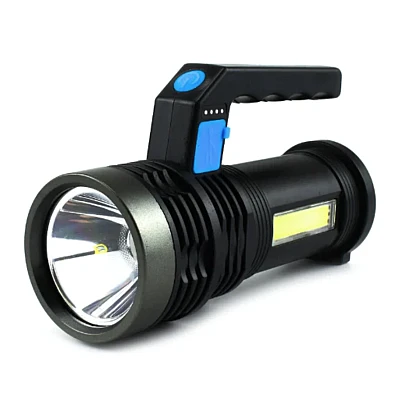 Lanterna de mana cu LED Q LED556 cu 1000 lumeni acumulator integrat lumina laterala COB negru Lanterna de mana cu LED Q LED556 cu 1000 lumeni acumulator integrat lumina laterala COB negru