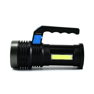 Lanterna de mana cu LED Q LED556 cu 1000 lumeni acumulator integrat lumina laterala COB negru Lanterna de mana cu LED Q LED556 cu 1000 lumeni acumulator integrat lumina laterala COB negru