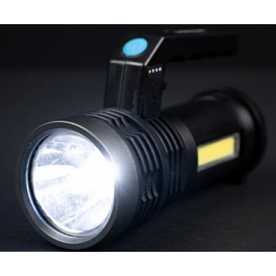 Lanterna de mana cu LED Q LED556 cu 1000 lumeni acumulator integrat lumina laterala COB negru Lanterna de mana cu LED Q LED556 cu 1000 lumeni acumulator integrat lumina laterala COB negru