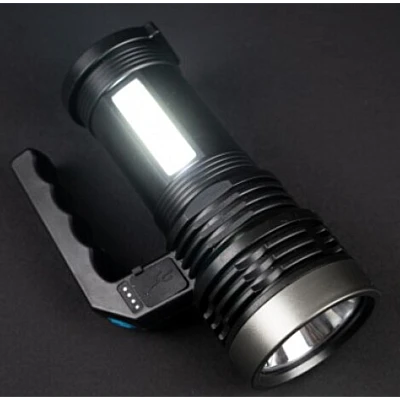 Lanterna de mana cu LED Q LED556 cu 1000 lumeni acumulator integrat lumina laterala COB negru Lanterna de mana cu LED Q LED556 cu 1000 lumeni acumulator integrat lumina laterala COB negru