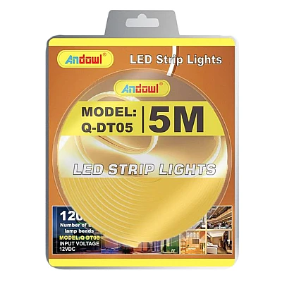 Banda Led neon flexibila 12V lumina ALB CALD 5 metri Q DT05 Banda Led neon flexibila 12V lumina ALB CALD 5 metri Q DT05