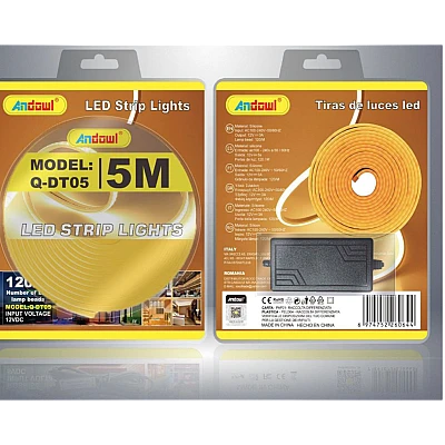 Banda Led neon flexibila 12V lumina ALB CALD 5 metri Q DT05 Banda Led neon flexibila 12V lumina ALB CALD 5 metri Q DT05