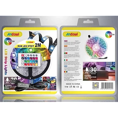 Kit Banda Led RGB cu USB lungime 2M telecomanda pentru TV PC Auto Casa Iluminat decorativ Q DT20 Kit Banda Led RGB cu USB lungime 2M telecomanda pentru TV PC Auto Casa Iluminat decorativ Q DT20