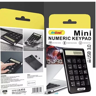 Tastatura Numerica Extensie cu Receptor Wireless USB 3.0 Andowl QJP30 Tastatura Numerica Extensie cu Receptor Wireless USB 3.0 Andowl QJP30