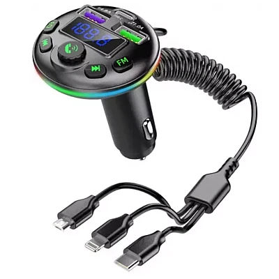Modulator auto cu LED RGB BT FM Handsfree USB QC81 Modulator auto cu LED RGB BT FM Handsfree USB QC81