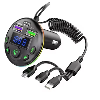 Modulator auto cu LED RGB BT FM Handsfree USB QC81 Modulator auto cu LED RGB BT FM Handsfree USB QC81