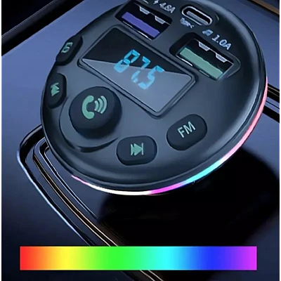 Modulator auto cu LED RGB BT FM Handsfree USB QC81 Modulator auto cu LED RGB BT FM Handsfree USB QC81
