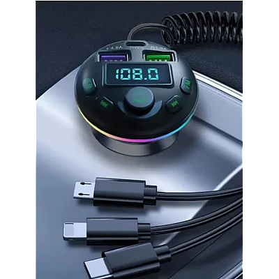 Modulator auto cu LED RGB BT FM Handsfree USB QC81 Modulator auto cu LED RGB BT FM Handsfree USB QC81