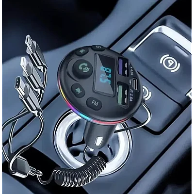 Modulator auto cu LED RGB BT FM Handsfree USB QC81 Modulator auto cu LED RGB BT FM Handsfree USB QC81