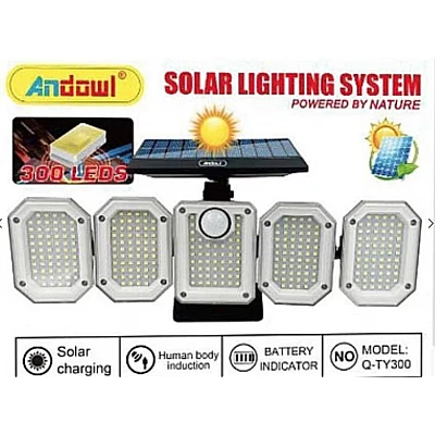 Lampa solara Andowl Q TY300 cu 5 casete 300 LED pentru exterior Lampa solara Andowl Q TY300 cu 5 casete 300 LED pentru exterior