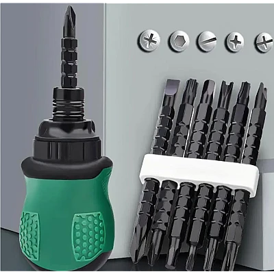 Set surubelnita CRV cu biti 13 in 1 Otel Verde/Negru Set surubelnita CRV cu biti 13 in 1 Otel Verde/Negru