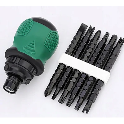 Set surubelnita CRV cu biti 13 in 1 Otel Verde/Negru Set surubelnita CRV cu biti 13 in 1 Otel Verde/Negru