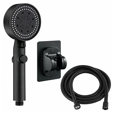 Set 3 elemente pentru dus para de dus moderna + furtun flexibil + suport pentru perete culoare Neagra Set 3 elemente pentru dus para de dus moderna + furtun flexibil + suport pentru perete culoare Neagra