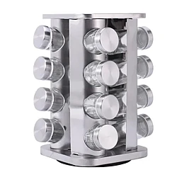 Set 16 recipiente condimente Alimar cu suport rotativ inox