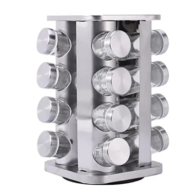 Set 16 recipiente condimente Alimar cu suport rotativ inox Set 16 recipiente condimente Alimar cu suport rotativ inox