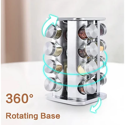 Set 16 recipiente condimente Alimar cu suport rotativ inox Set 16 recipiente condimente Alimar cu suport rotativ inox