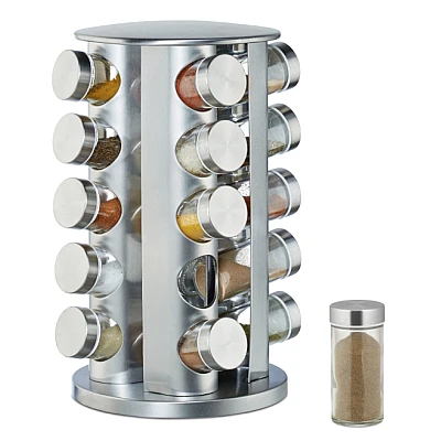 Set 20 recipiente condimente cu suport rotativ inox Set 20 recipiente condimente cu suport rotativ inox