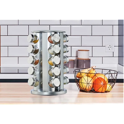 Set 20 recipiente condimente cu suport rotativ inox Set 20 recipiente condimente cu suport rotativ inox