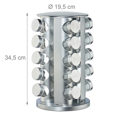 Set 20 recipiente condimente cu suport rotativ inox Set 20 recipiente condimente cu suport rotativ inox