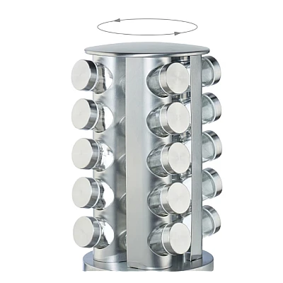 Set 20 recipiente condimente cu suport rotativ inox Set 20 recipiente condimente cu suport rotativ inox